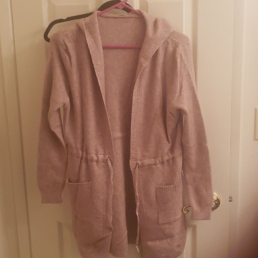 Hooded Drawstring Waist Cardigan - Picture 11 of 11